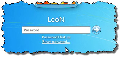 Reset Password link on Windows Login