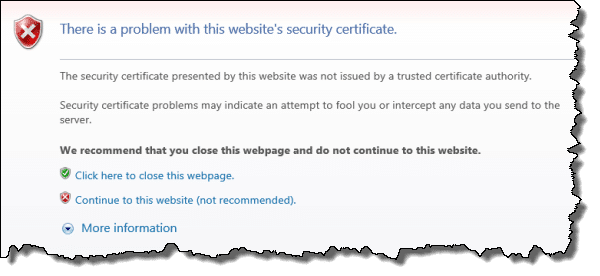 IE Certificate Error