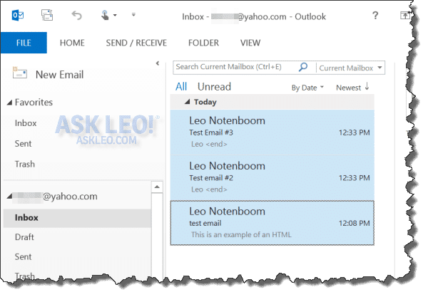 Outlook Multiple Messages Selected