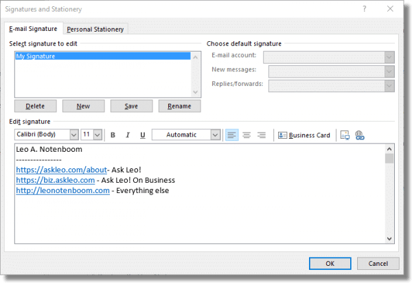 Outlook Signature Editor