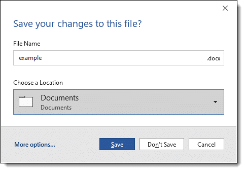 Save Changes dialog