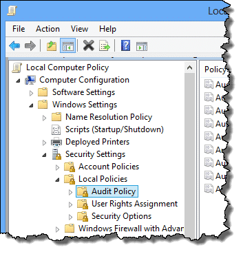 Audit Policy in Windows 8 gpedit.msc