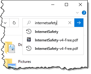 Entering a search term in Windows File Explorer