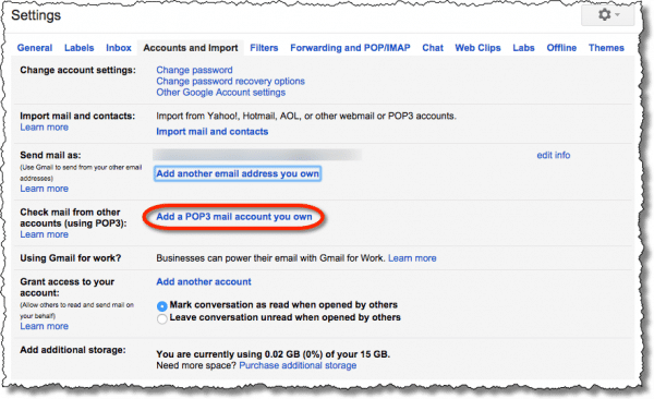 Gmail Add A POP3 Account You Own