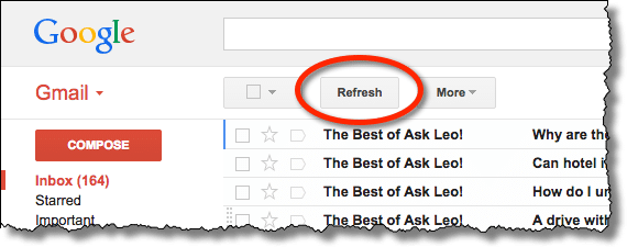Gmail Refresh Button