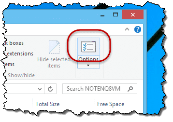 File Explorer Options Button