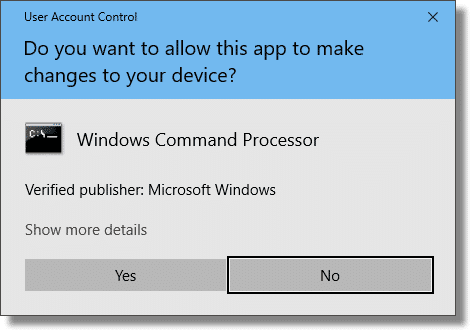 UAC resulting from Command Prompt (Admin)