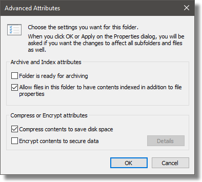 Advanced Attributes on a Folder