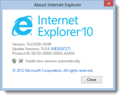 IE10 About Box