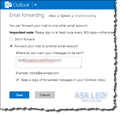 SaneBox  Hotmail: How to set up automatic forwarding from one account to  another account