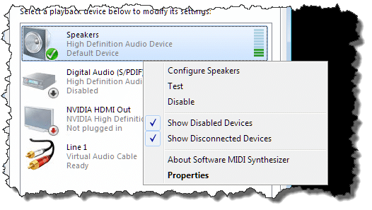 Setting default audio