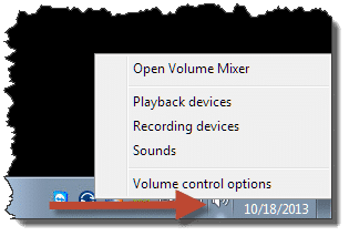 Right clicked volume indicator
