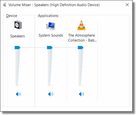 Windows 10 Volume Mixer