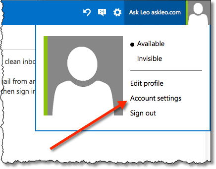 Outlook.com Account Settings Link