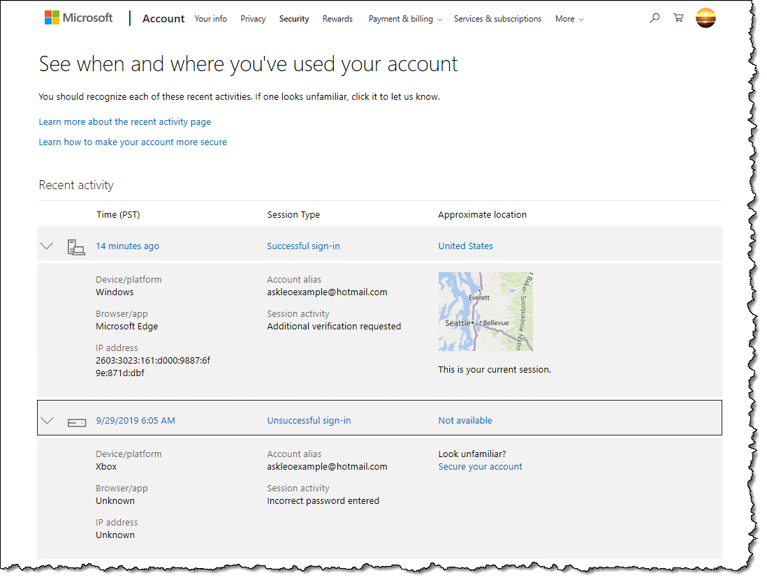 Activity your account. Microsoft Active accounts.