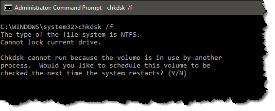 Attempting to run CHKDSK /F on the system drive.