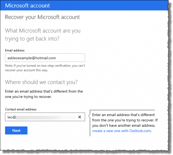 reset hotmail password without alternate email