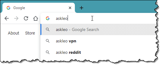 Searching in the address bar.
