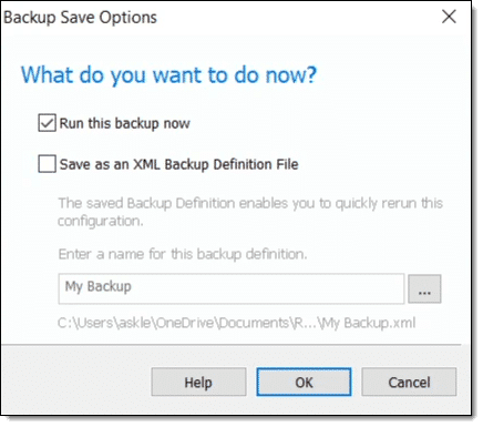 Backup Save Options