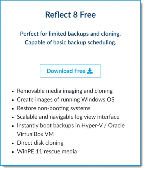 Download link for Macrium Reflect 8 FREE.