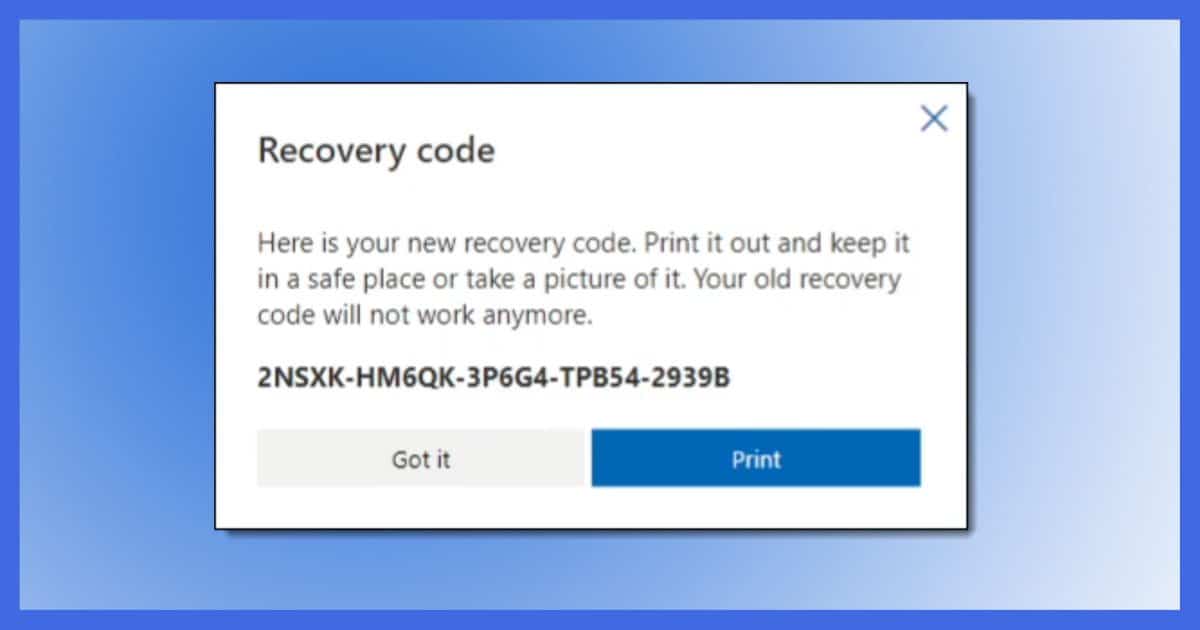 Microsoft Recovery Code