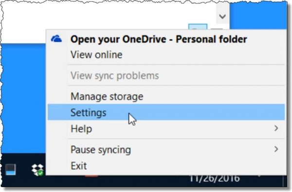 OneDrive Settings Item