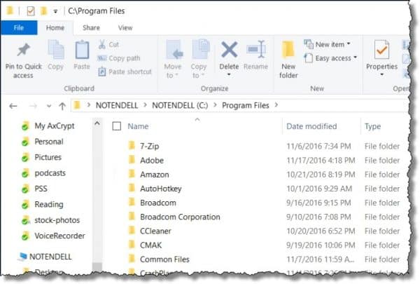 Program Files folder