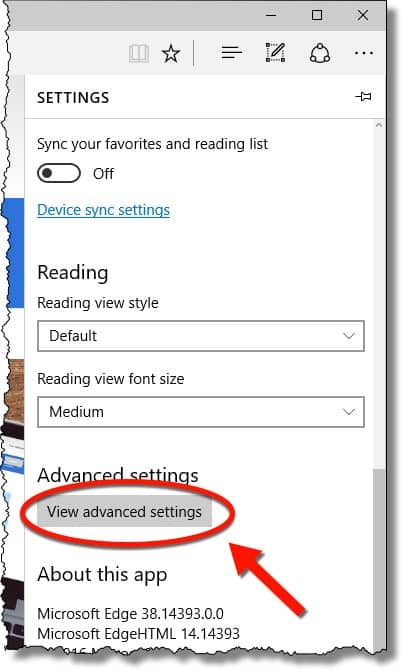 View Advanced Settings Microsoft Edge