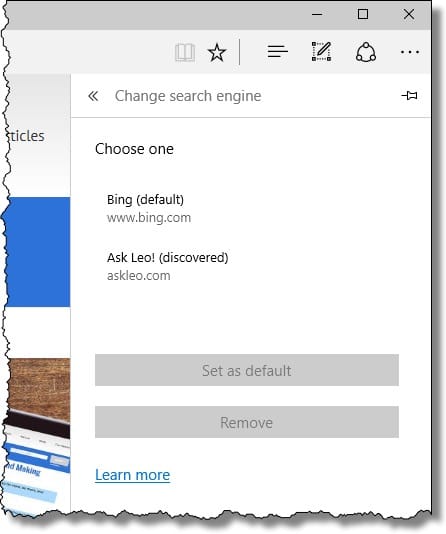 Change the Search Engine in Microsoft Edge - Ask Leo!