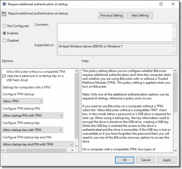 Changing the TPM Setting in GPE