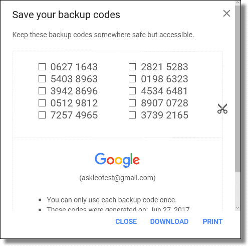 gmail backup codes hack