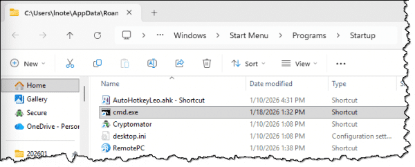 New shortcut created.