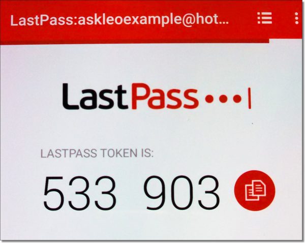 LastPass displaying a number