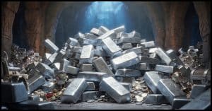 A pile of silver bars.