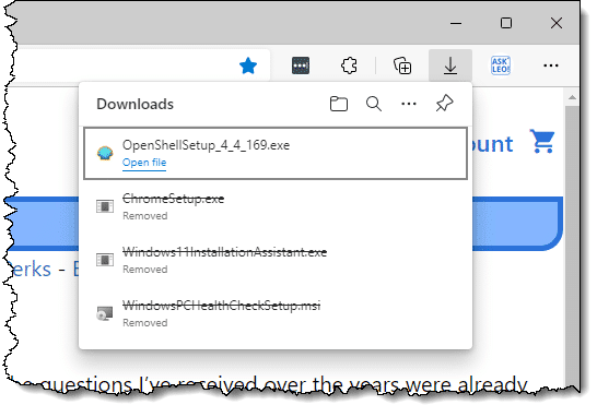 Downloads in Edge
