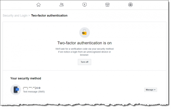 Facebook Two-Factor Authentication.