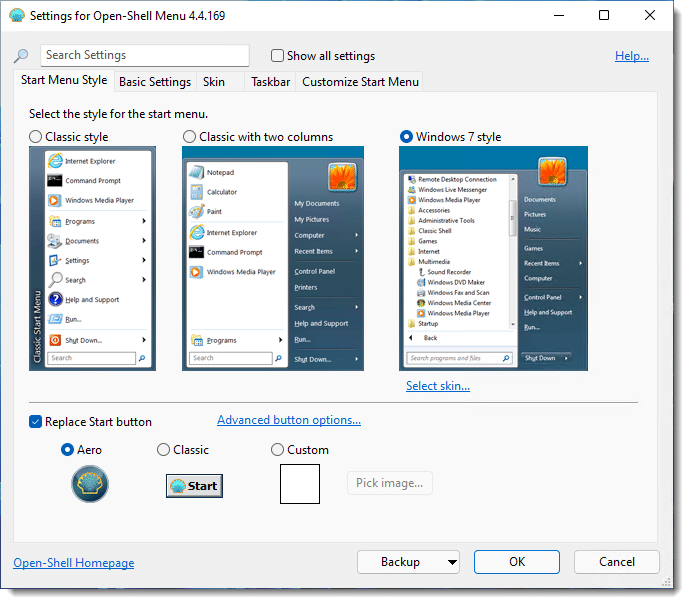 Open Shell Menu Styles