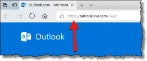 Outlook.com in the address bar