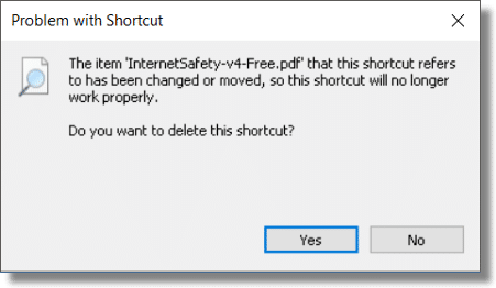 Shortcut to Deleted File
