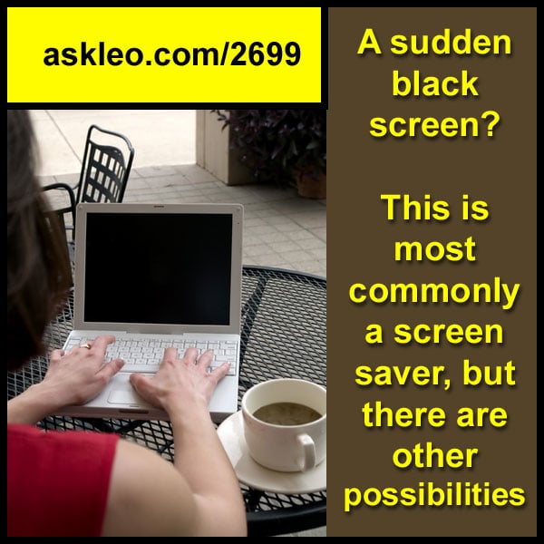 A sudden black screen? This is most commonly a screen saver, but there