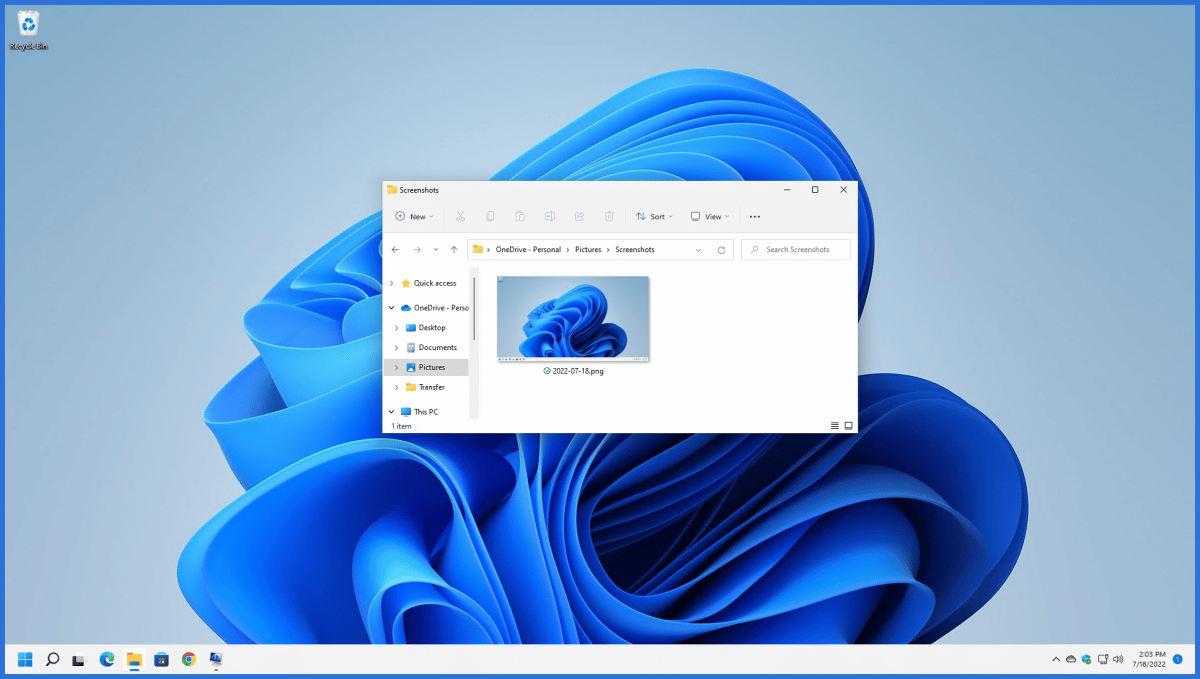A screenshot in the Screenshots folder in OneDrive on Windows 11.