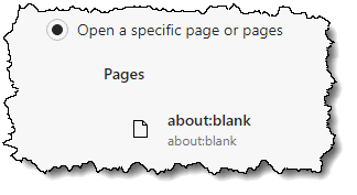 about:blank set as the opening page
