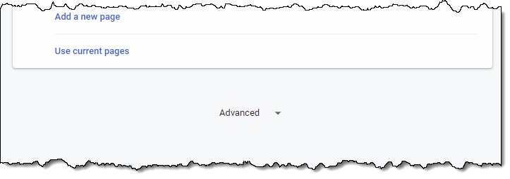 Advanced link at the bottom of Chrome's options page
