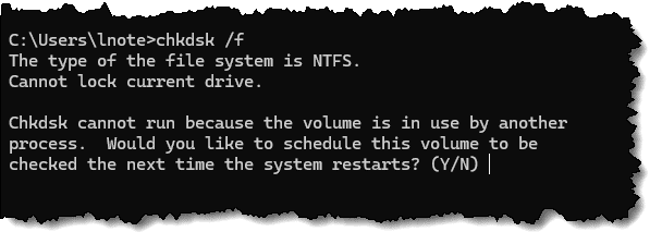 CHKDSK /F on C: