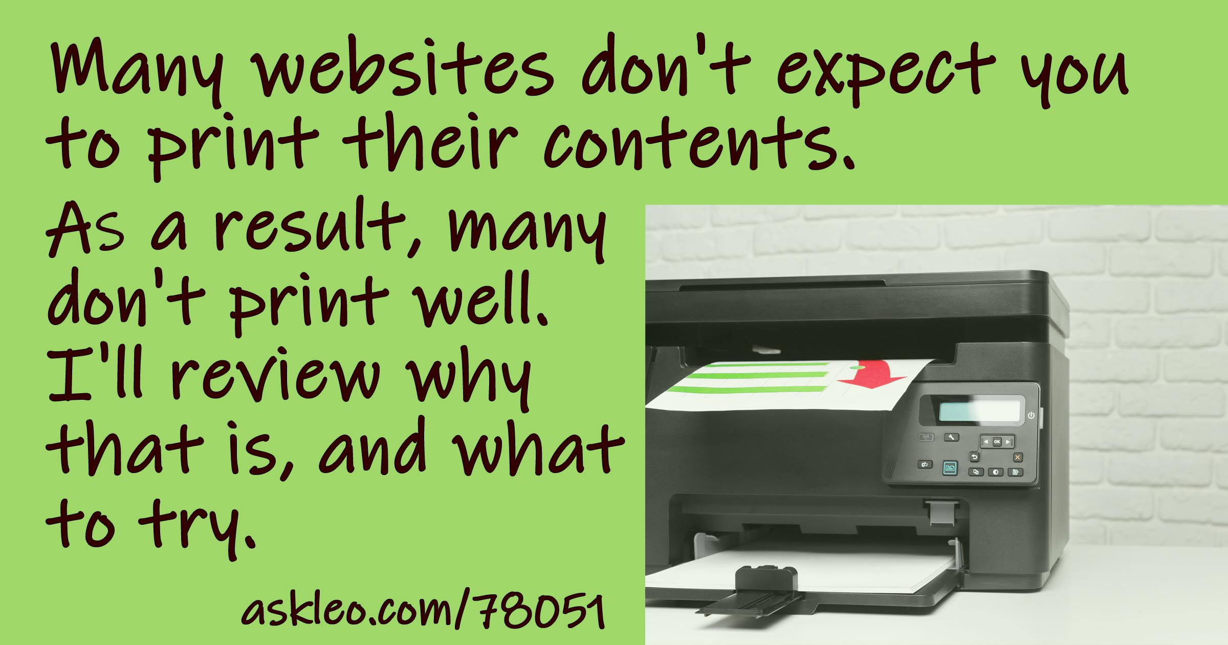 How do i print an email or webpage and have it work ask leo 
