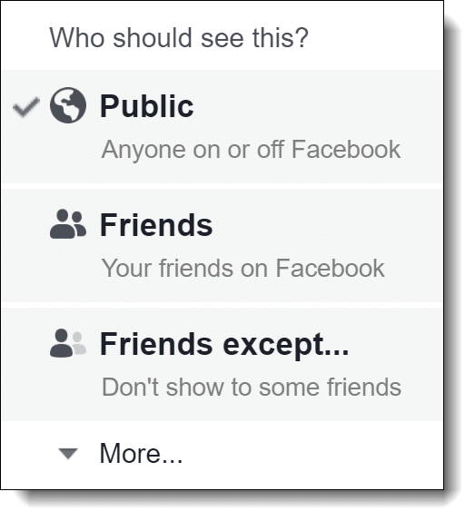 Visibility options when sharing a Facebook post