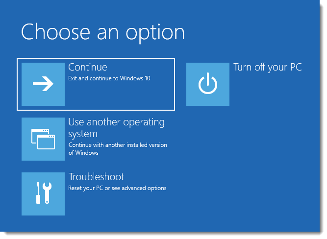 Choose an Option boot menu