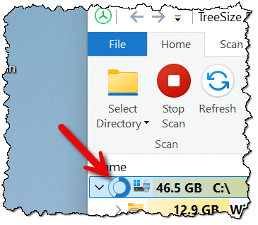 TreeSize progress indicator.