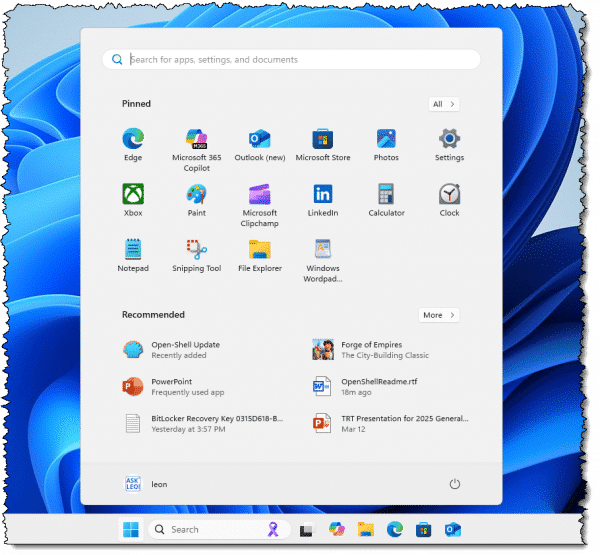 Windows 11 Start menu