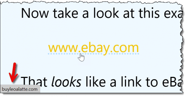 Hovering over a link.